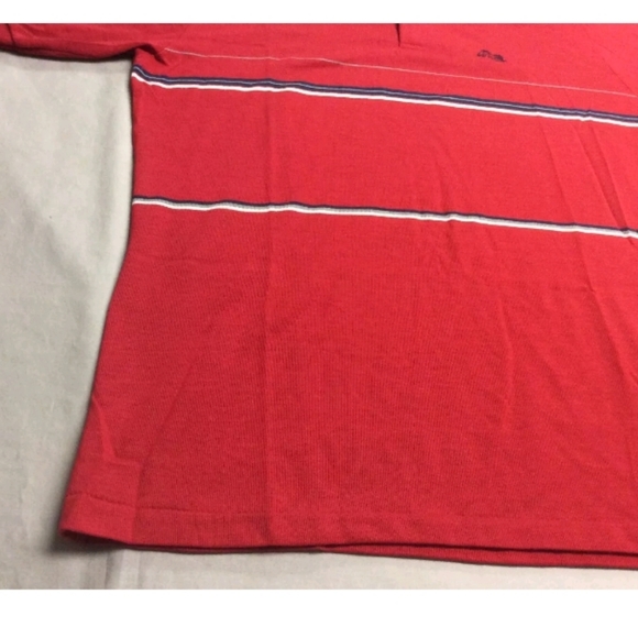 VINTAGE 80S THE GARAN MAN RED STRIPED POLO GOLF SHIRT MENS LARGE MADE IN USA - Picture 9 of 10